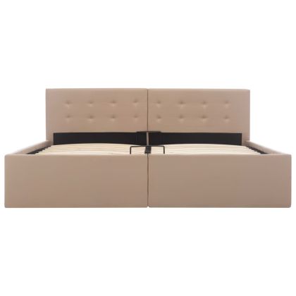 Легло с повдигащ механизъм капучино изкуствена кожа 160x200 cм