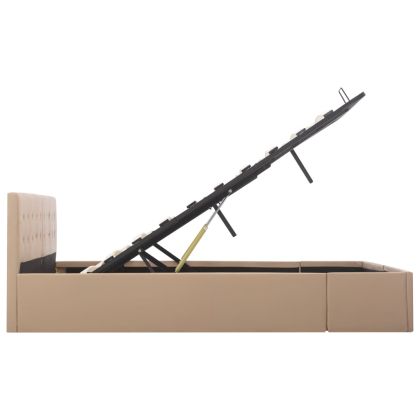 Легло с повдигащ механизъм капучино изкуствена кожа 160x200 cм