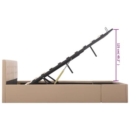 Легло с повдигащ механизъм капучино изкуствена кожа 160x200 cм
