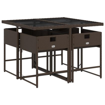 Градински комплект с възглавници 5 части кафяв полиратан