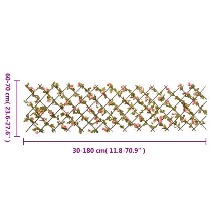 Решетка от изкуствен бръшлян разширяема тъмнорозова 180x60 см