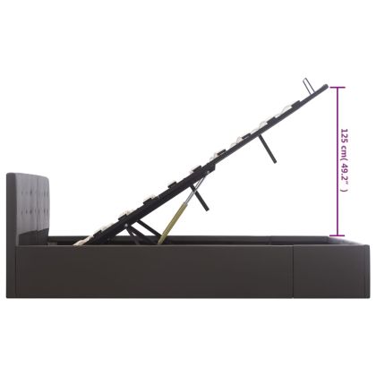 Легло с повдигащ механизъм, сиво, изкуствена кожа, 160x200 cм