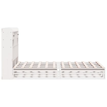 Легло с етажерка за книги, без матрак, 135x190 см, бор масив