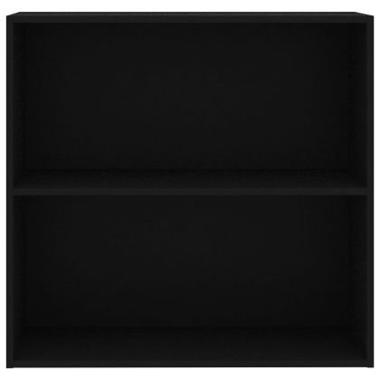 2-етажна библиотека, черна, 80x30x76,5 см, инженерно дърво