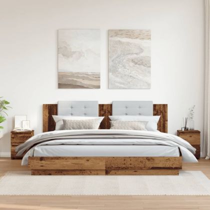 Нощни шкафчета, 2 бр, старо дърво, 30x30x40 см, инженерно дърво