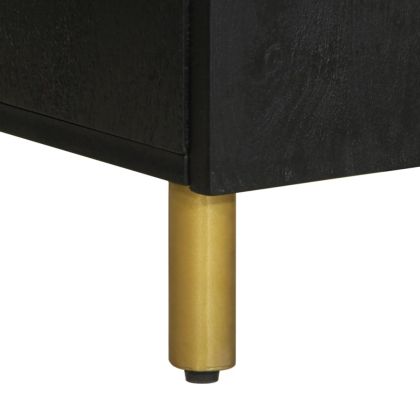 Шкаф за баня, черен, 38x33x160 см, масивно мангово дърво