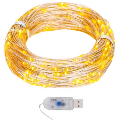 LED микро стринг лампички 40 м 400 LED топло бяло 8 функции