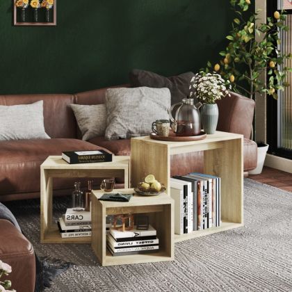 Стифиращи маси, 3 бр, дъб сонома, ПДЧ