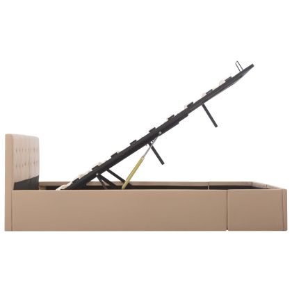 Легло с повдигащ механизъм капучино изкуствена кожа 180x200 cм