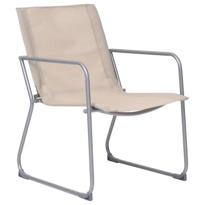 Градински лаундж комплект, 4 части, плат и стомана, кремав