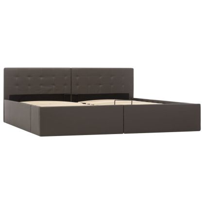 Легло с повдигащ механизъм, сиво, изкуствена кожа, 180x200 cм