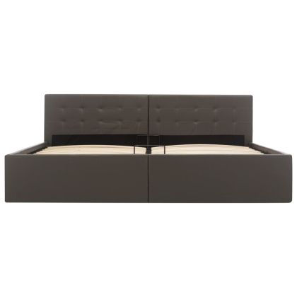 Легло с повдигащ механизъм, сиво, изкуствена кожа, 180x200 cм