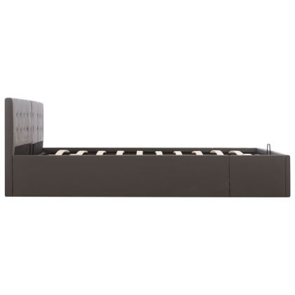 Легло с повдигащ механизъм, сиво, изкуствена кожа, 180x200 cм