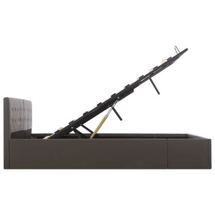 Легло с повдигащ механизъм, сиво, изкуствена кожа, 180x200 cм