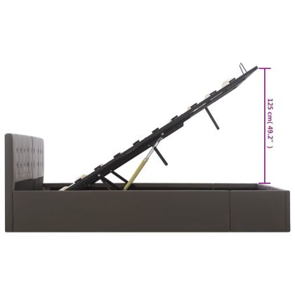 Легло с повдигащ механизъм, сиво, изкуствена кожа, 180x200 cм