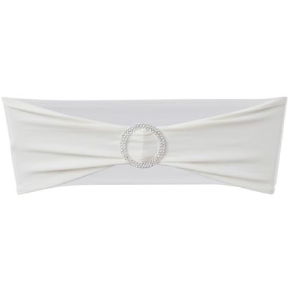 Разтегателна декоративна лента за стол с катарама, кремаво, 25 бр