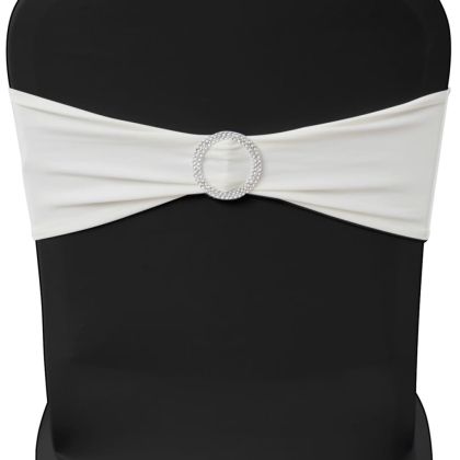 Разтегателна декоративна лента за стол с катарама, кремаво, 25 бр