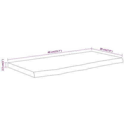 Стенен рафт, 40x20x2,5 см, правоъгълен, масив акация, жив ръб