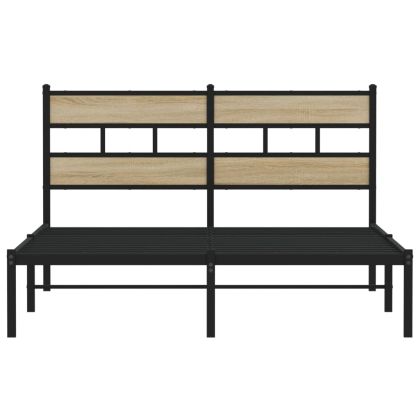 Метална рамка за легло, без матрак, дъб сонома, 140x190 см