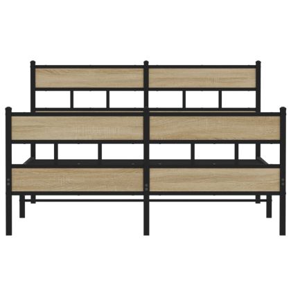 Метална рамка за легло, без матрак, сонома дъб, 140x200 см
