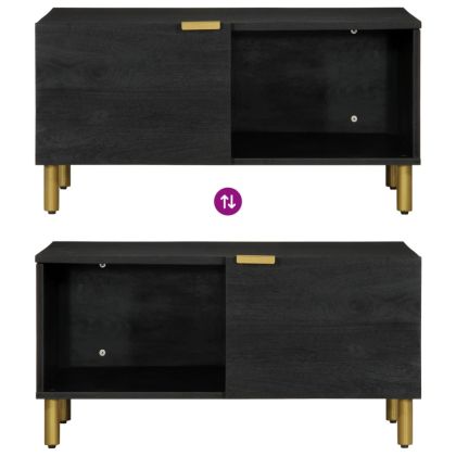 Маса за кафе, черна, 80x50x40 см, инженерно дърво