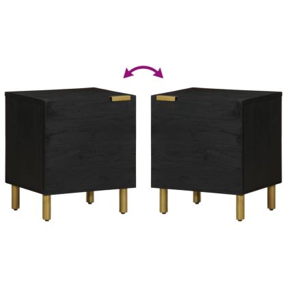 Нощно шкафче, черно, 40x33x46 см, мангово дърво масив