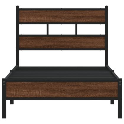 Рамка за легло без матрак кафяв дъб 100x200 см инженерно дърво