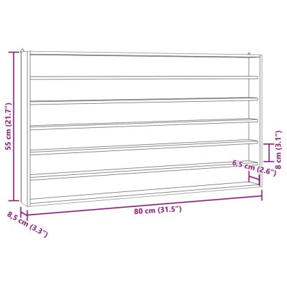 Дървена колекционерска витрина с 6 рафта 80x8,5x55 см