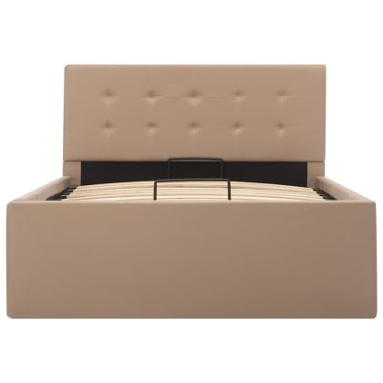 Легло с повдигащ механизъм капучино изкуствена кожа 100x200 cм