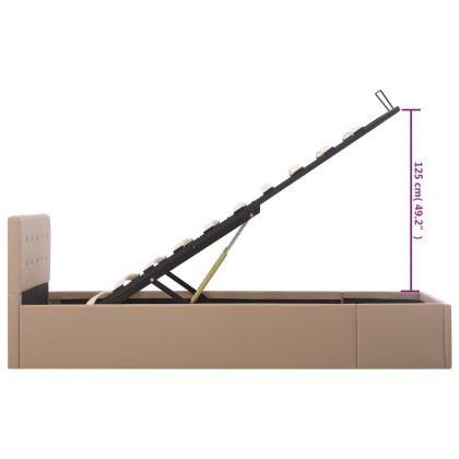 Легло с повдигащ механизъм капучино изкуствена кожа 100x200 cм