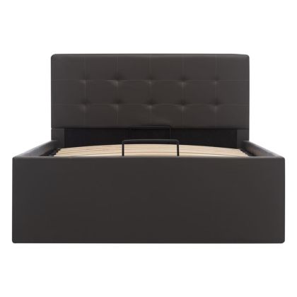 Легло с повдигащ механизъм, сиво, изкуствена кожа, 90x200 cм