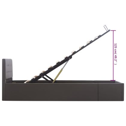 Легло с повдигащ механизъм, сиво, изкуствена кожа, 90x200 cм