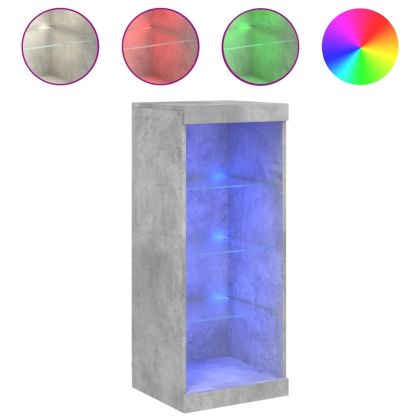 Сайдборд с LED светлини, бетонно сив, 41x37x100 см