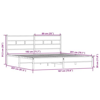 Метална рамка за легло, без матрак, сонома дъб, 180x200 см