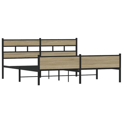 Метална рамка за легло, без матрак, сонома дъб, 180x200 см