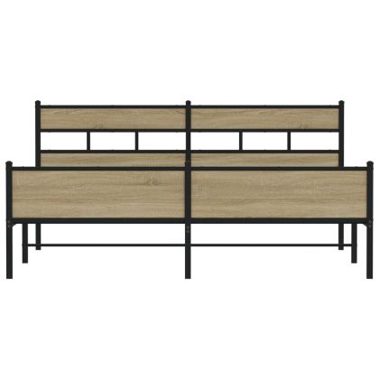 Метална рамка за легло, без матрак, сонома дъб, 193x203 см