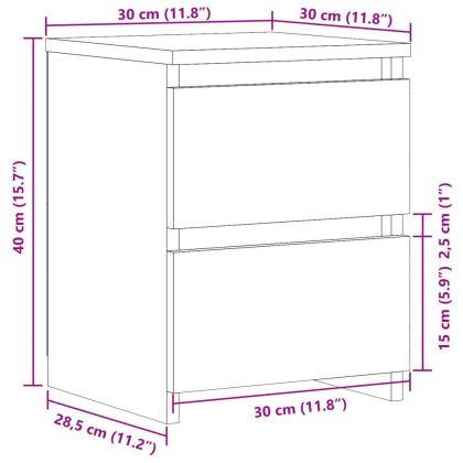 Нощно шкафче, дъб артизан, 30x30x40 см, инженерно дърво