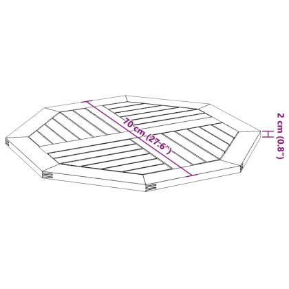 Плот за маса 70x70x2 см осмоъгълен масивна дървесина акация