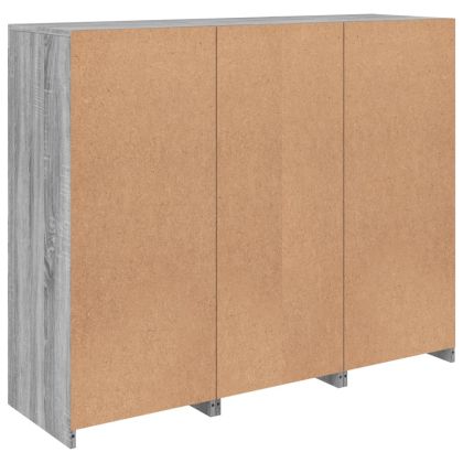 Сайдборди с LED осветление, 3 бр, сив сонома, инженерно дърво