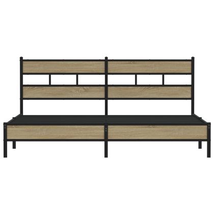 Метална рамка за легло, без матрак, сонома дъб, 183x213 см