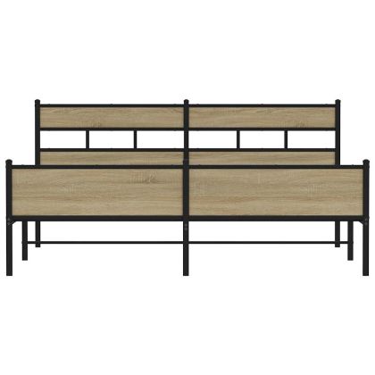 Метална рамка за легло, без матрак, сонома дъб, 183x213 см