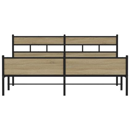 Метална рамка за легло, без матрак, сонома дъб, 200x200 см