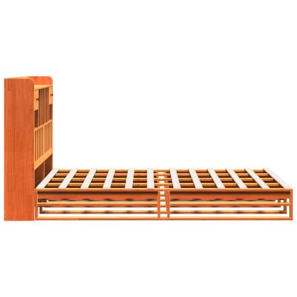 Легло с етажерка за книги, без матрак, 140x190 см, бор масив