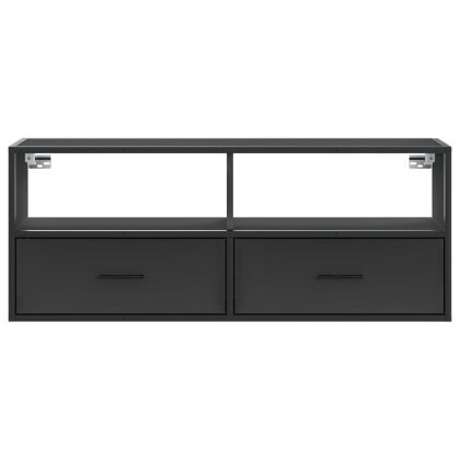 ТB шкаф, черен, 100x31x39,5 см, инженерно дърво и метал