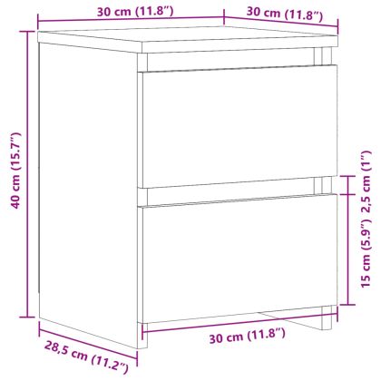 Нощни шкафчета, 2 бр, дъб артизан, 30x30x40 см, инженерно дърво