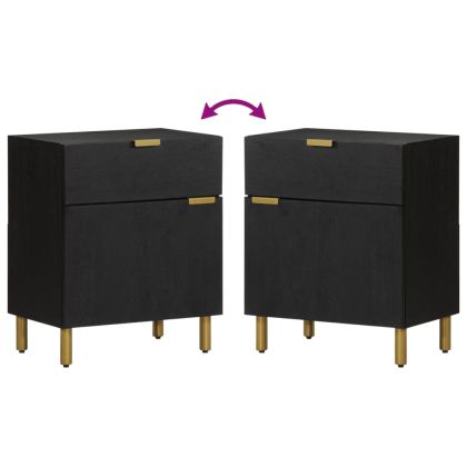 Нощно шкафче, черно, 50x33x60 см, инженерно дърво