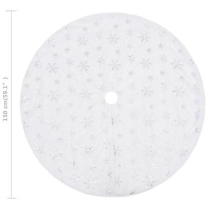 Луксозна коледна пола за елха, бяла, 150 см, изкуствена кожа