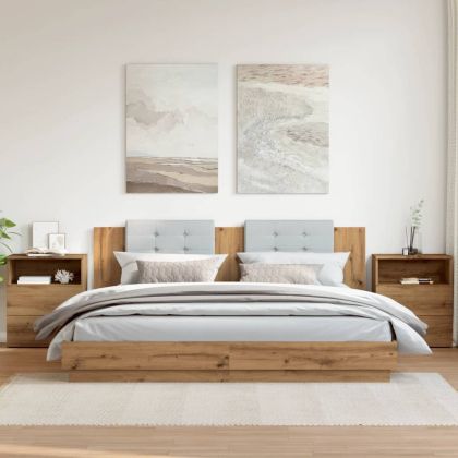 Нощни шкафчета, 2 бр, дъб артизан, 50x32x60 см, инженерно дърво