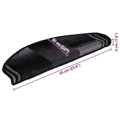 Самозалепващи стелки за стълби, 5 бр, 65x21x4 см, черно и сиво