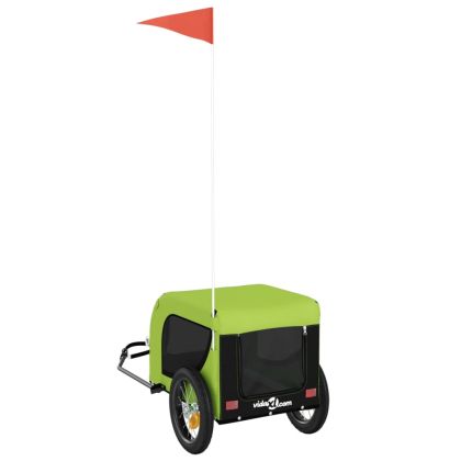 Ремарке за колело за любимци зелено черно Оксфорд плат и желязо